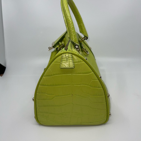 RARE👜VERSACE👜AUTHENTICATED Medusa Lime green croc embossed satchel - Picture 8 of 15